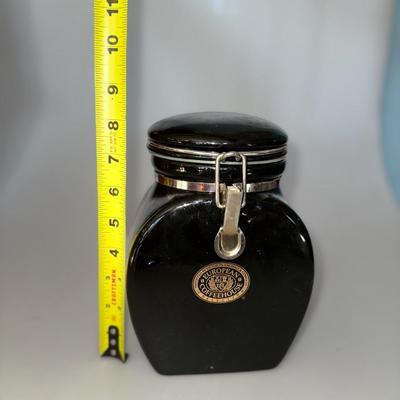 Vintage European Coffeehouse Collection Black Canister Jar Victor th. Engwall