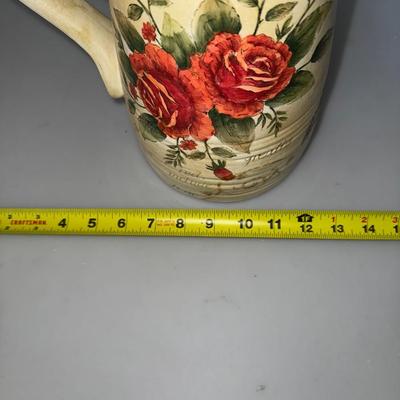 Classic Red Rose Large Ceramic Water/Tea Pitcher,