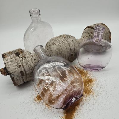 Purpled Glass Flasks - Vintage
