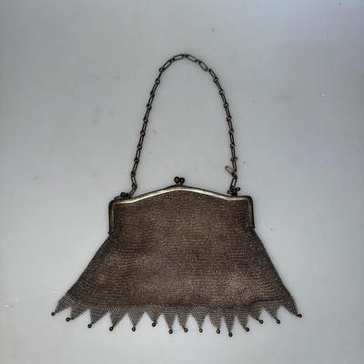 ANTIQUE 800 SILVER mesh theater PURSE, hallmark 800, early 1900s