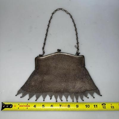 ANTIQUE 800 SILVER mesh theater PURSE, hallmark 800, early 1900s