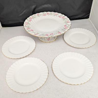 Fine Bone China Crown Staffordshire Cake Platter & Royal Albert Val D'or Plates #59