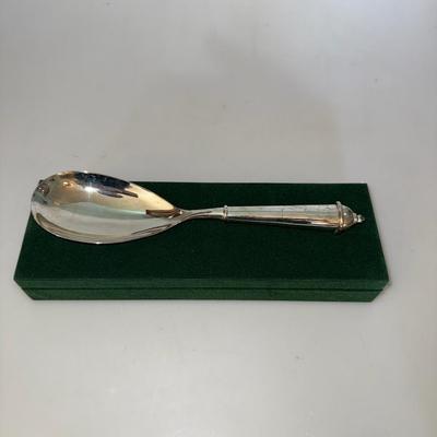 Vtg Towle Copenhagen Silver Plated Serving Spoon Large 10.5" Green Velvet Box