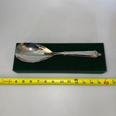 Vtg Towle Copenhagen Silver Plated Serving Spoon Large 10.5" Green Velvet Box