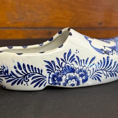 Delft Shoe Flower Pots Porcelain Blue & White Windmill