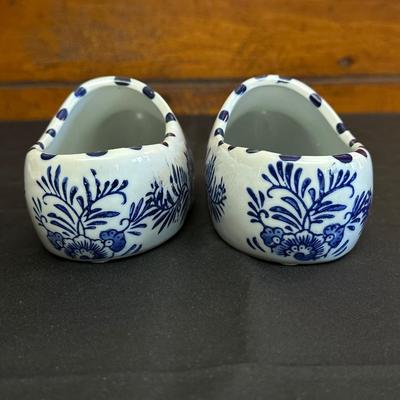 Delft Shoe Flower Pots Porcelain Blue & White Windmill