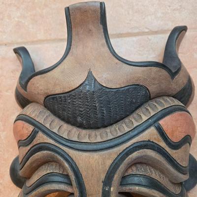 LOT 19A: Carved, Wooden Tribal Mask Wall Decor