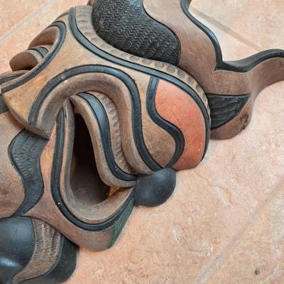 LOT 19A: Carved, Wooden Tribal Mask Wall Decor