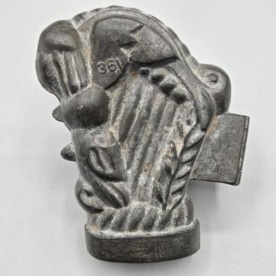 LOT 43B: Harp Shaped Antique , Pewter Chocolate/ Ice Cream Mold