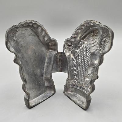 LOT 43B: Harp Shaped Antique , Pewter Chocolate/ Ice Cream Mold