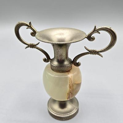 LOT 65A: Antique Devilbiss Etched Glass Perfume Atomizers and MCM vase ase