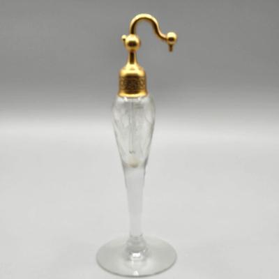 LOT 65A: Antique Devilbiss Etched Glass Perfume Atomizers and MCM vase ase