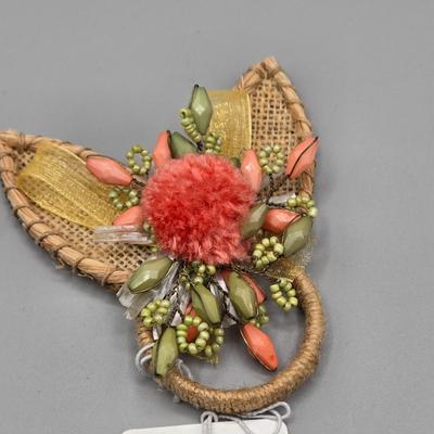 LOT 68A: Country Decor Including Napkin Rings and Music Box