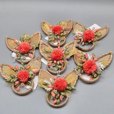 LOT 68A: Country Decor Including Napkin Rings and Music Box