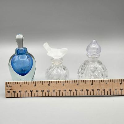 LOT 69A: Vintage and Antique Perfume Bottles featuring Beautiful Hanging Hearts And Vine Iridescent Art Glass Perfume Bottle