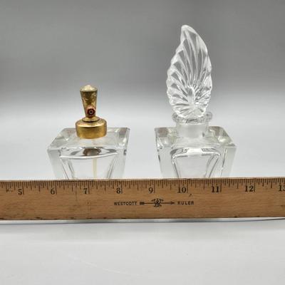 LOT 69A: Vintage and Antique Perfume Bottles featuring Beautiful Hanging Hearts And Vine Iridescent Art Glass Perfume Bottle