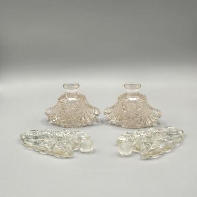 LOT 69A: Vintage and Antique Perfume Bottles featuring Beautiful Hanging Hearts And Vine Iridescent Art Glass Perfume Bottle