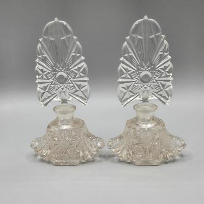 LOT 69A: Vintage and Antique Perfume Bottles featuring Beautiful Hanging Hearts And Vine Iridescent Art Glass Perfume Bottle