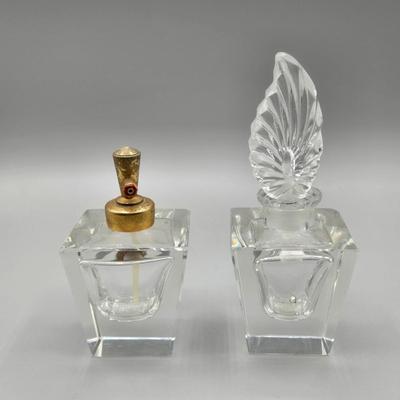 LOT 69A: Vintage and Antique Perfume Bottles featuring Beautiful Hanging Hearts And Vine Iridescent Art Glass Perfume Bottle