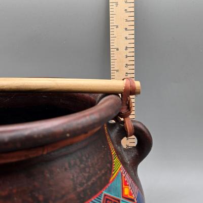 LOT 73C: Handpainted and Numbered Clay Pot, Wall Hanging, and Small Figure