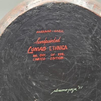 LOT 73C: Handpainted and Numbered Clay Pot, Wall Hanging, and Small Figure