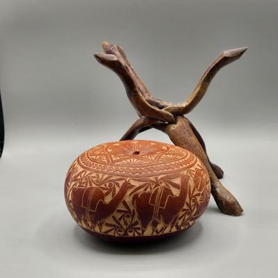 LOT 74C: Hand Carved Peruvian Gourds