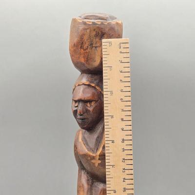 LOT 74C: Hand carved , Wooden Mugs From Spain and Carved Wooden Statue