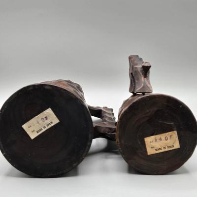 LOT 74C: Hand carved , Wooden Mugs From Spain and Carved Wooden Statue