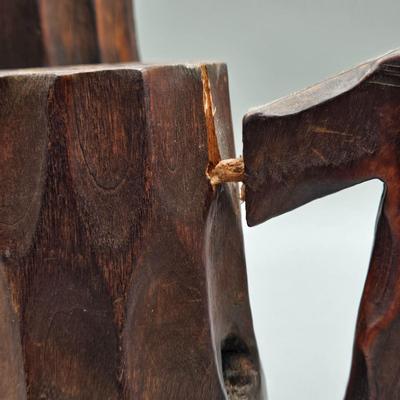 LOT 74C: Hand carved , Wooden Mugs From Spain and Carved Wooden Statue