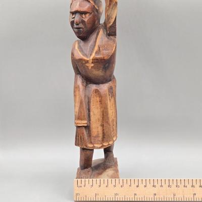 LOT 74C: Hand carved , Wooden Mugs From Spain and Carved Wooden Statue