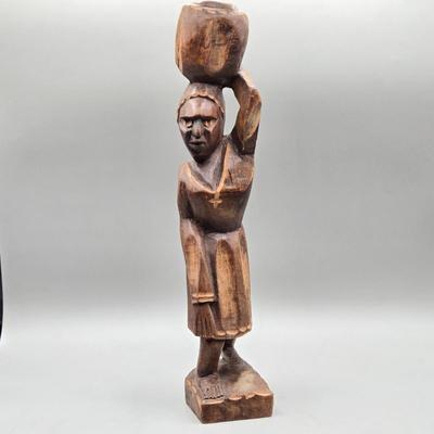 LOT 74C: Hand carved , Wooden Mugs From Spain and Carved Wooden Statue