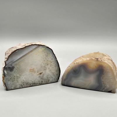 LOT 78B: 2 Large Geode Candle Holders, and Various Pieces of Marble and Rock