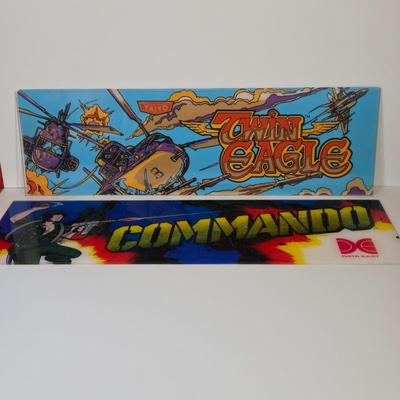 LOT 79B: Twin Eagle and Comando Pinball Machine Marquees