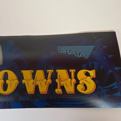 LOT 80B: Bust-A-Move Again Ex, Ninja Clowns, and Police Trainer Pinball Machine Marquees