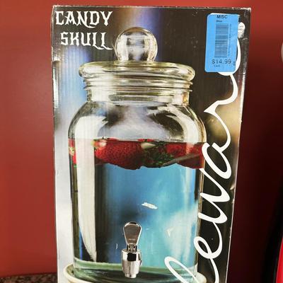 LOT 81C: Jack Skellington Light Up Yard Decor & Candy Skull Beverage Dispenser