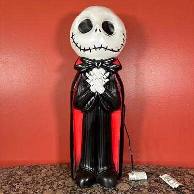 LOT 81C: Jack Skellington Light Up Yard Decor & Candy Skull Beverage Dispenser