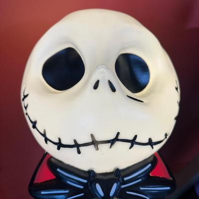 LOT 81C: Jack Skellington Light Up Yard Decor & Candy Skull Beverage Dispenser