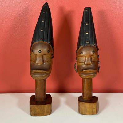 LOT 86C: Three Vintage Hand Carved Wooden African Heads
