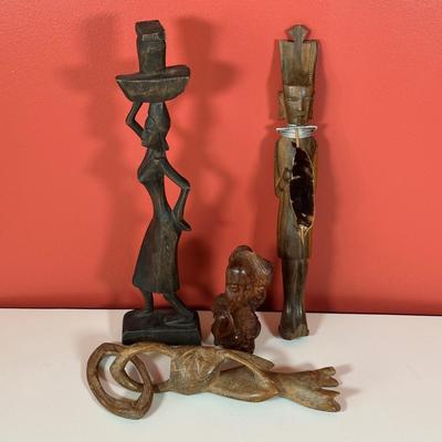 LOT 87C: Vintage African Hand Carved Wooden Figures
