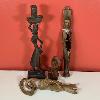 LOT 87C: Vintage African Hand Carved Wooden Figures