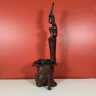 LOT 89C: Vintage Hand Carved Wooden Offering Bowl