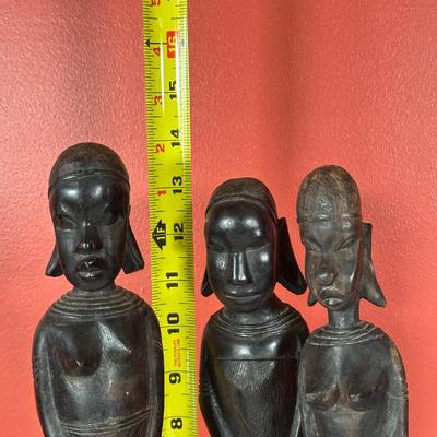 LOT 90C: Three Vintage Hand Carved African Women Figurines