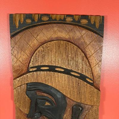 LOT 94C: Hand Carved Wooden Panel Of a Pareto Velho Signed “Duda”