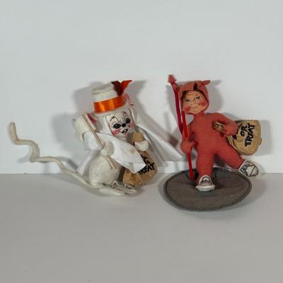 LOT 102C: Vintage Halloween Decor - Annalee Devil Kid/Ghost Mouse & More