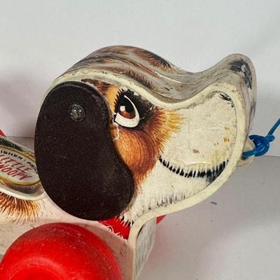 LOT 103C: Vintage Children’s Toys - Fisher Price 1965 Jolly Jalopy & Little Snoopy pull toys, Joanne Fox Jack in the Box & More