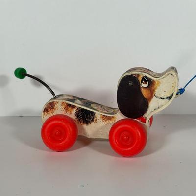 LOT 103C: Vintage Children’s Toys - Fisher Price 1965 Jolly Jalopy & Little Snoopy pull toys, Joanne Fox Jack in the Box & More