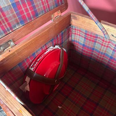 LOT 106C: Camping Lot! Budweiser Wireless Speaker Cooler Chair in Box, Picnic Basket, Military Compass & More