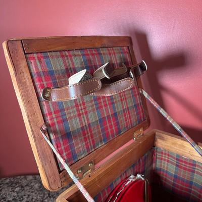 LOT 106C: Camping Lot! Budweiser Wireless Speaker Cooler Chair in Box, Picnic Basket, Military Compass & More