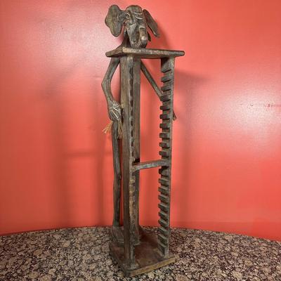 LOT 107C: African Hand Carved Wooden Cd Holder