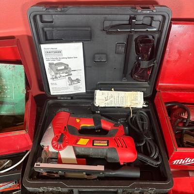 LOT 110C: TOOL LOT Craftsman Handle Scrolling Sabre Saw w/ Laser Trac 320 27245, Hand Tools & More